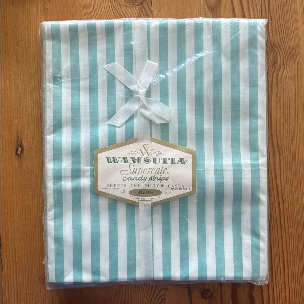 VTG & NWT Wamsutta Supercale Candy stripe sheets & pillow case - READ - NOS